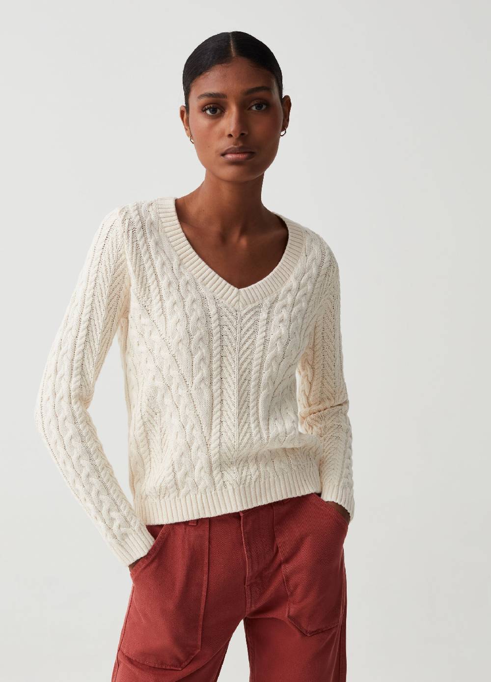 Ovs Pullover a trecce con scollo a V