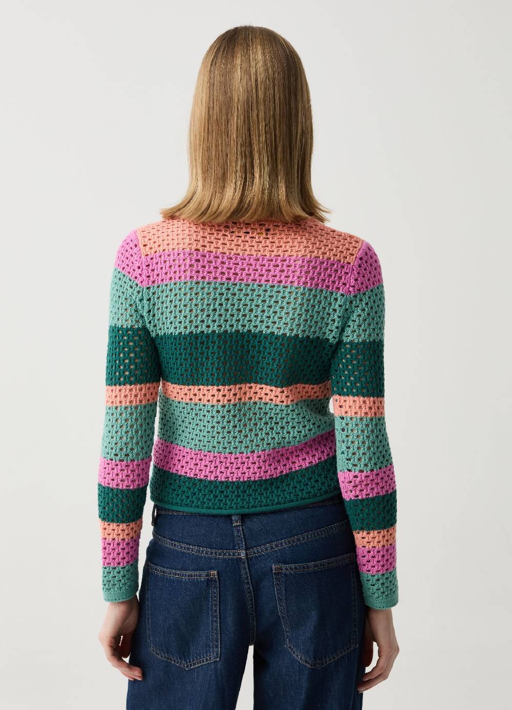 Ovs Pullover Crochet A Righe Multicolor