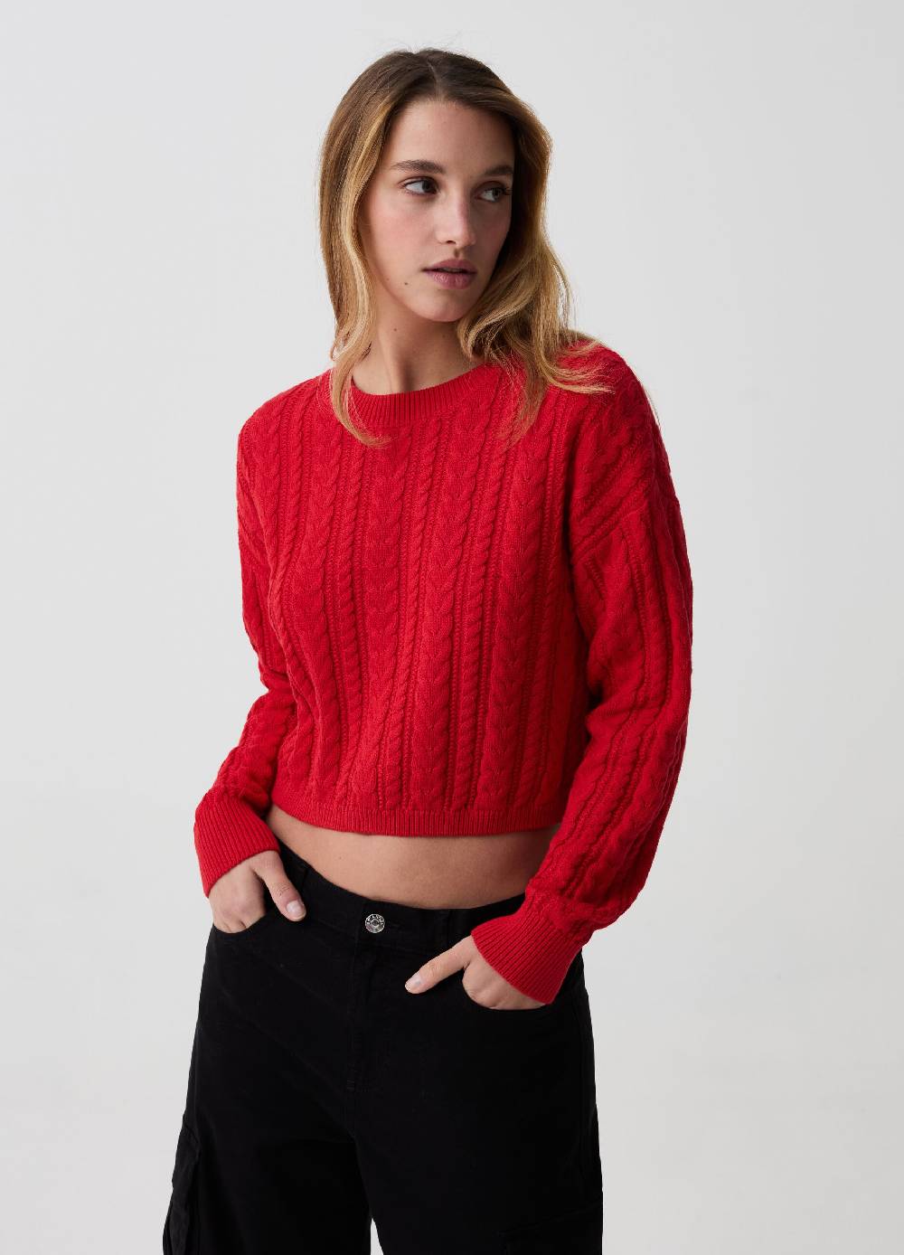 Ovs Pullover crop con lavorazione intrecciata