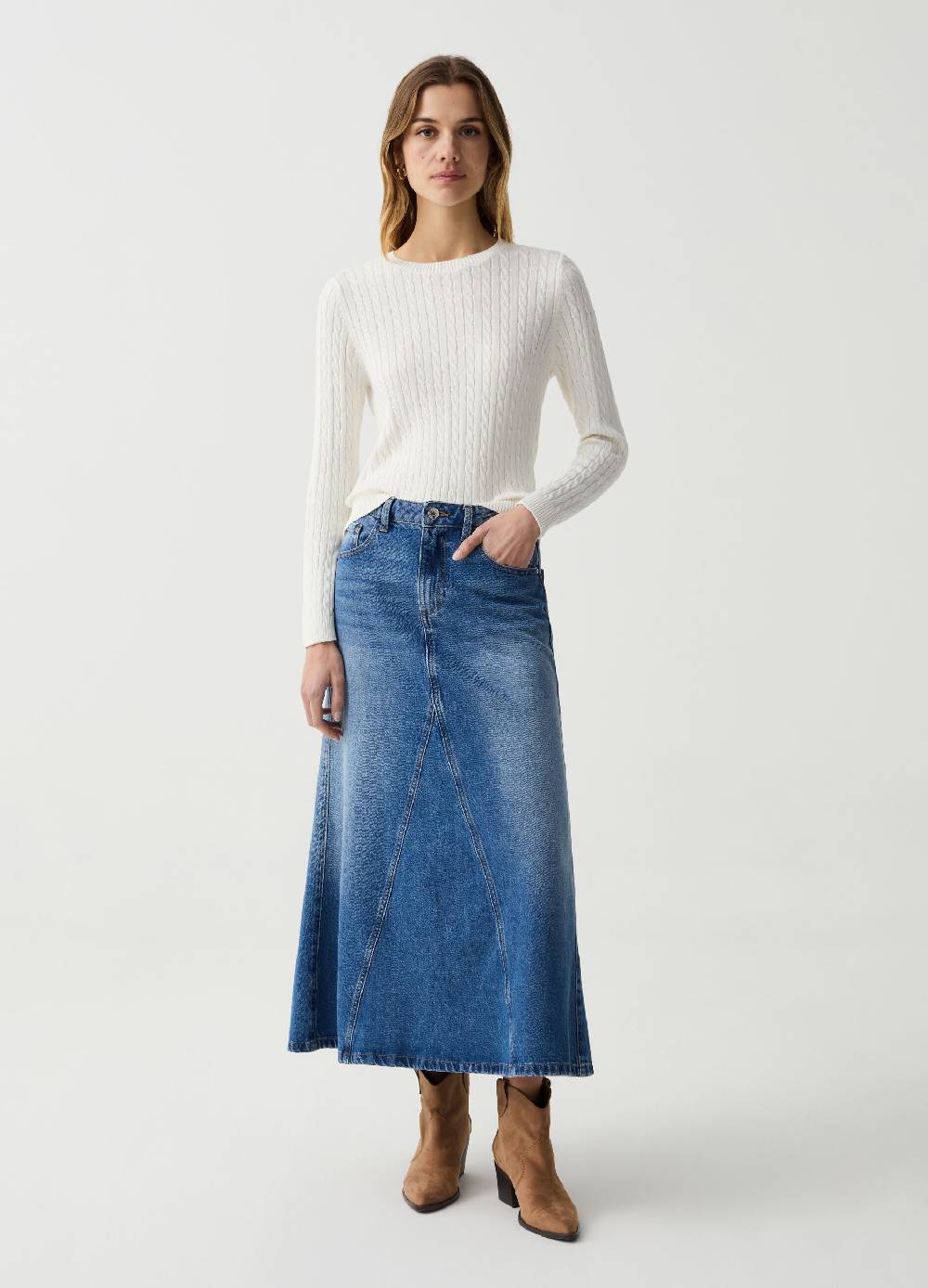 Ovs Pullover in cotone con lavorazione a trecce