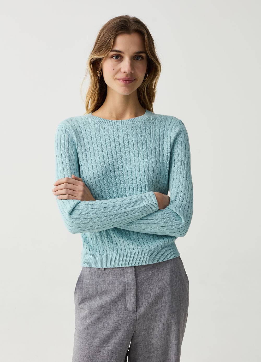 Ovs Pullover in cotone con lavorazione a trecce