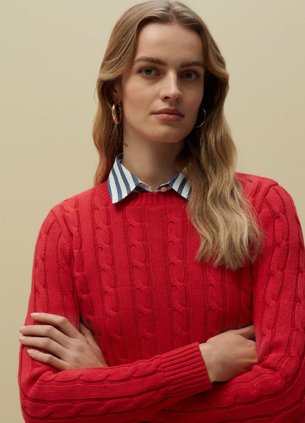 Ovs Pullover in cotone con lavorazione a treccia