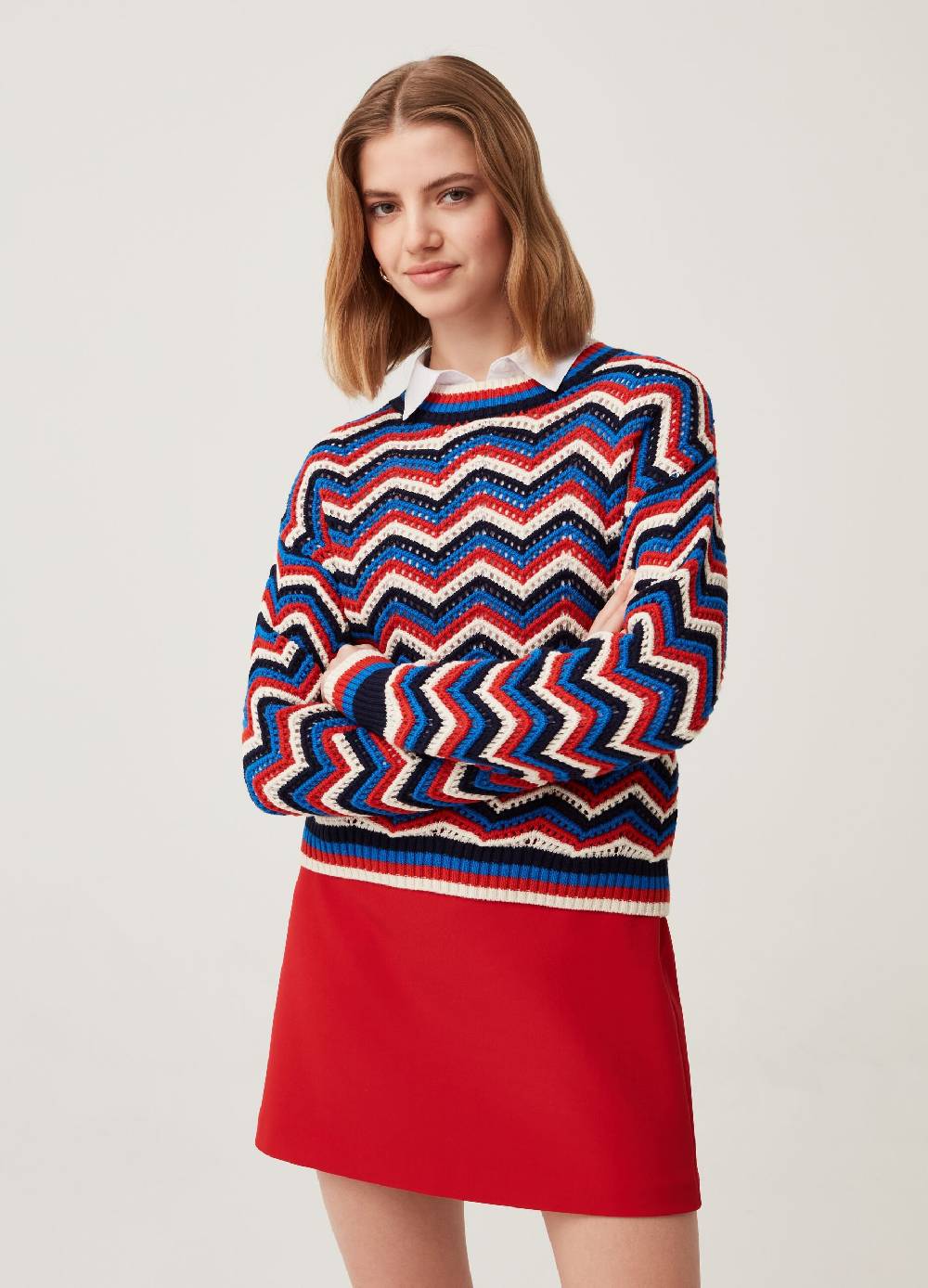 Ovs Pullover In Cotone Crochet A Zig Zag