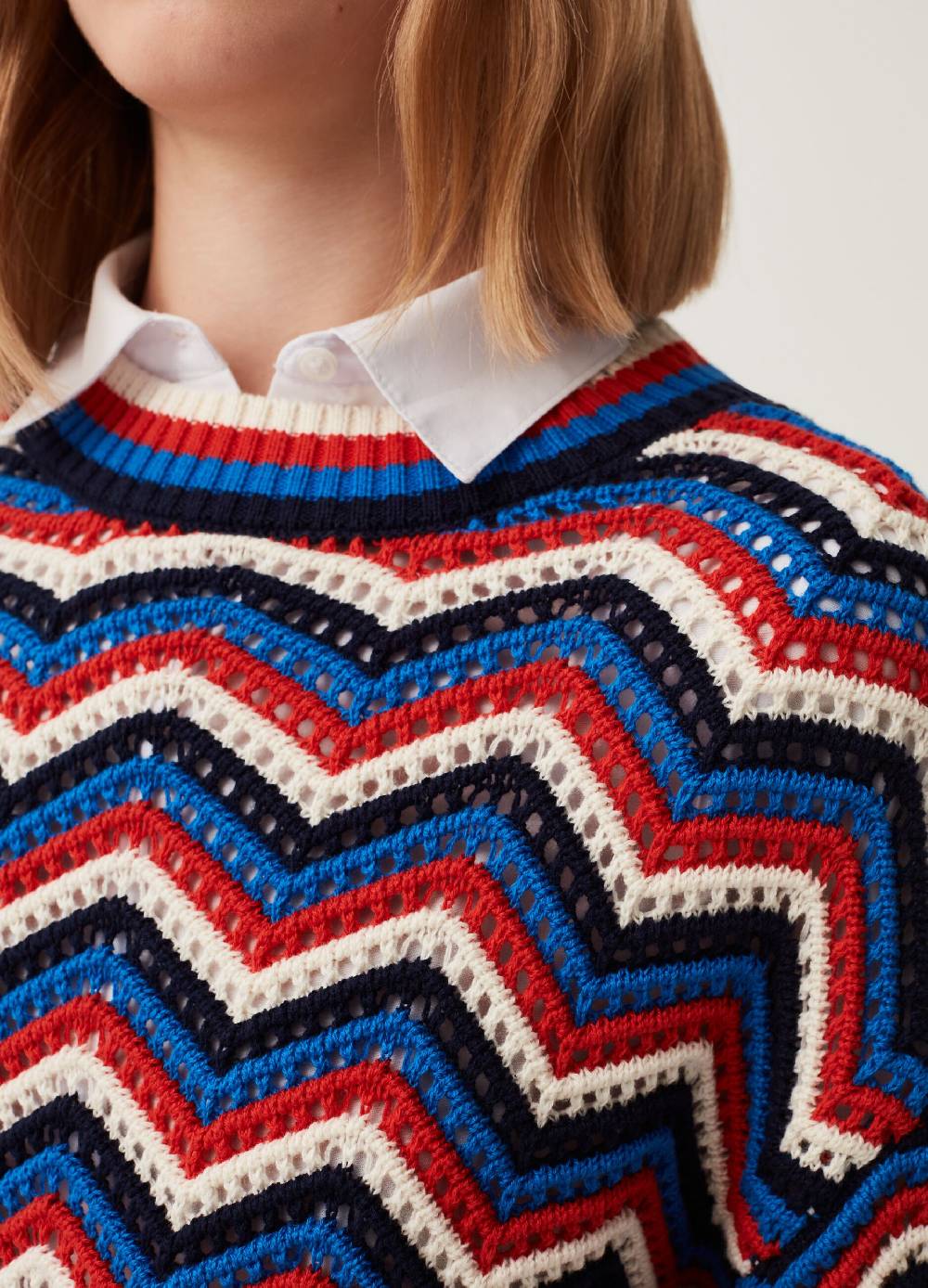 Ovs Pullover In Cotone Crochet A Zig Zag