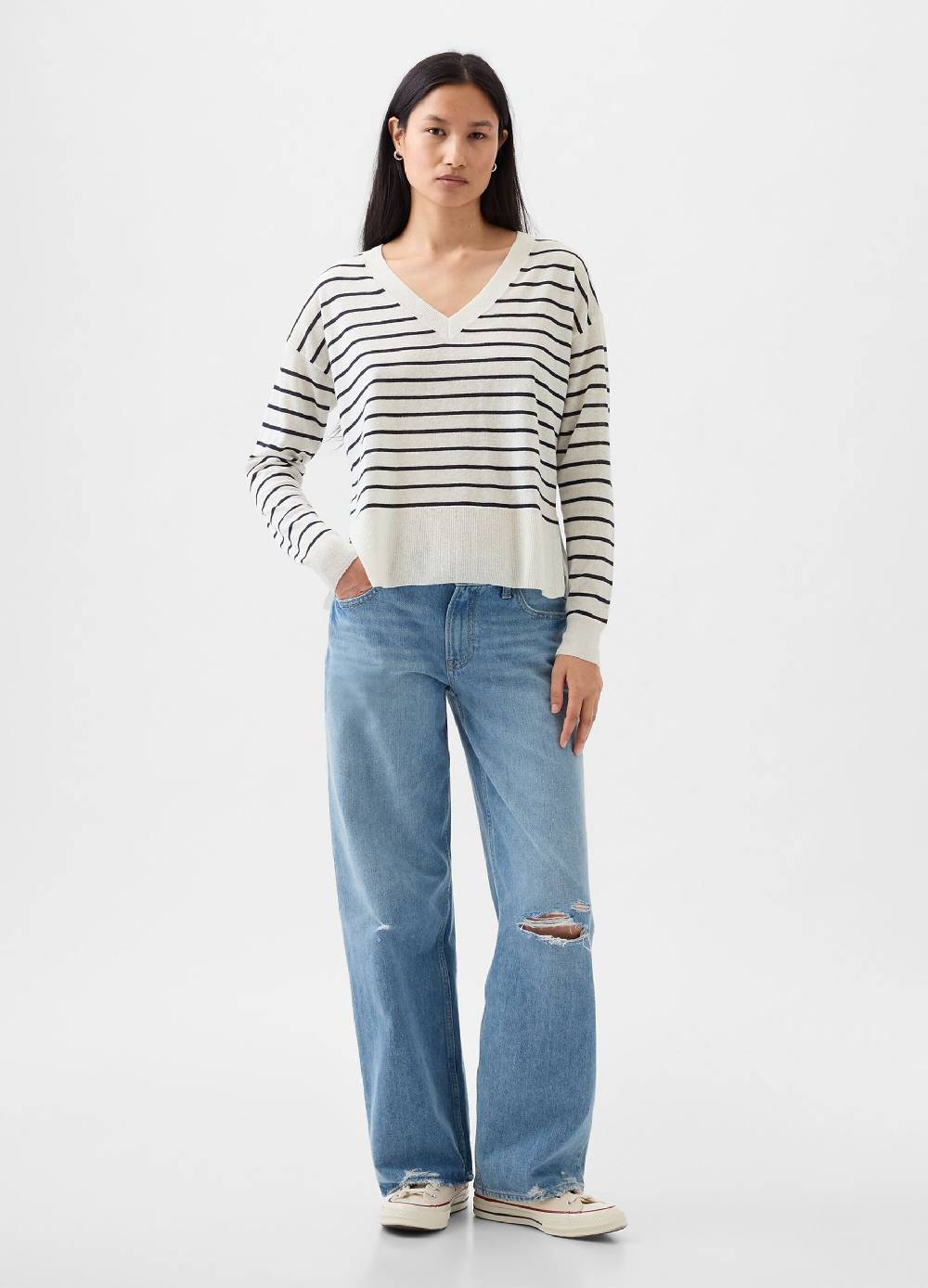 Ovs Pullover in misto lino con spacchetti