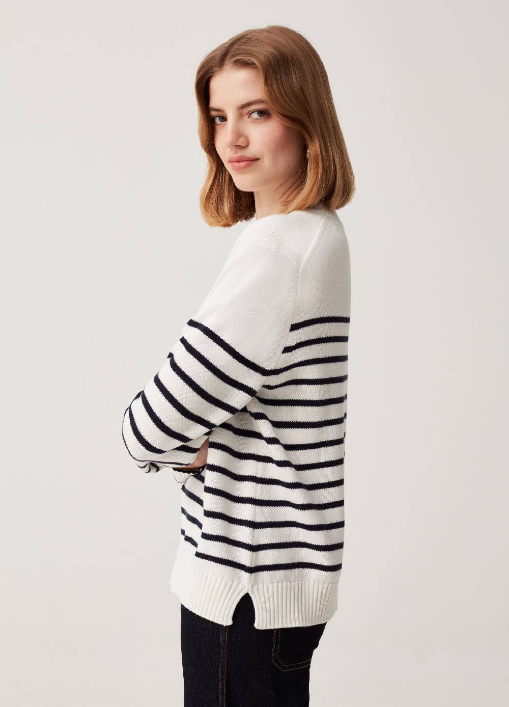 Ovs Pullover Mock Neck A Righe