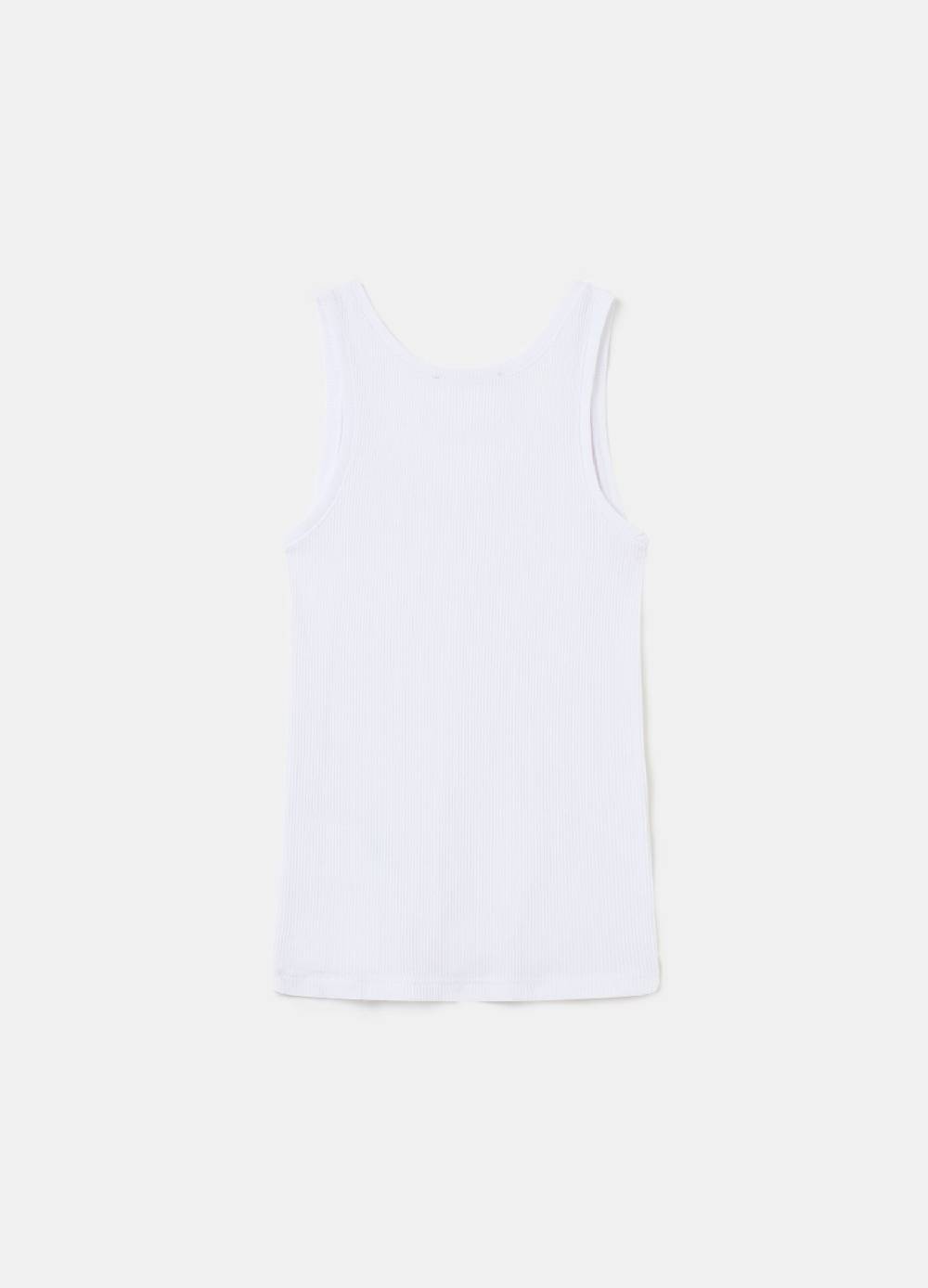 Ovs Ribbed Tank Top White