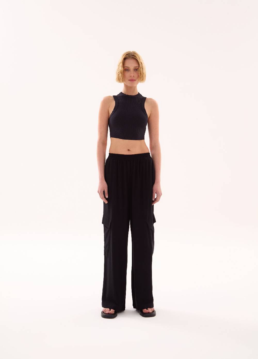 Ovs Rounded Crop Tank Black