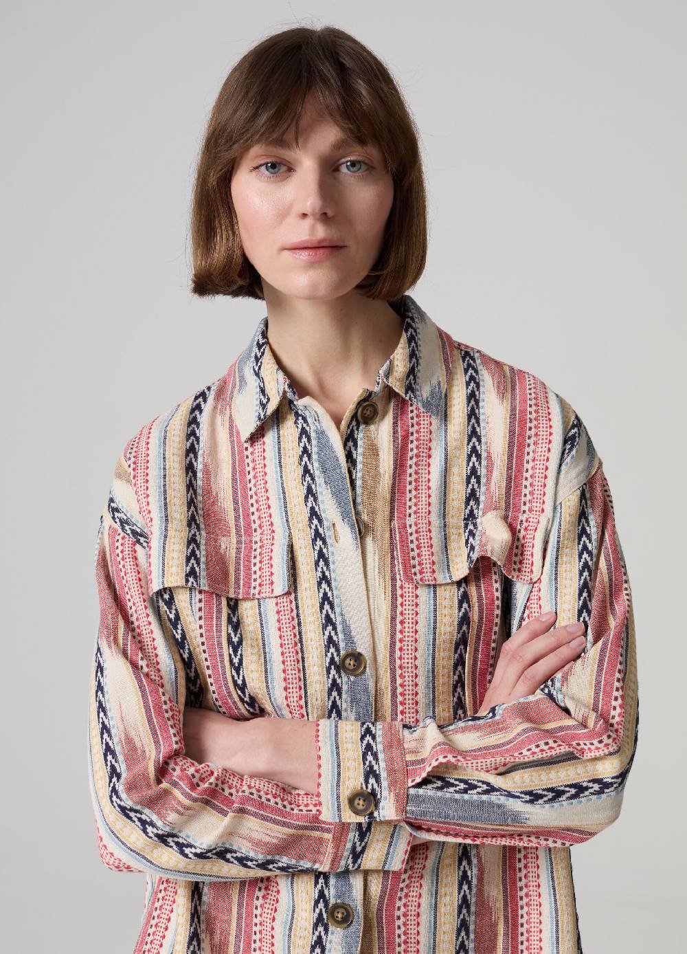 Ovs Shacket A Righe Multicolor Con Disegni Etnici