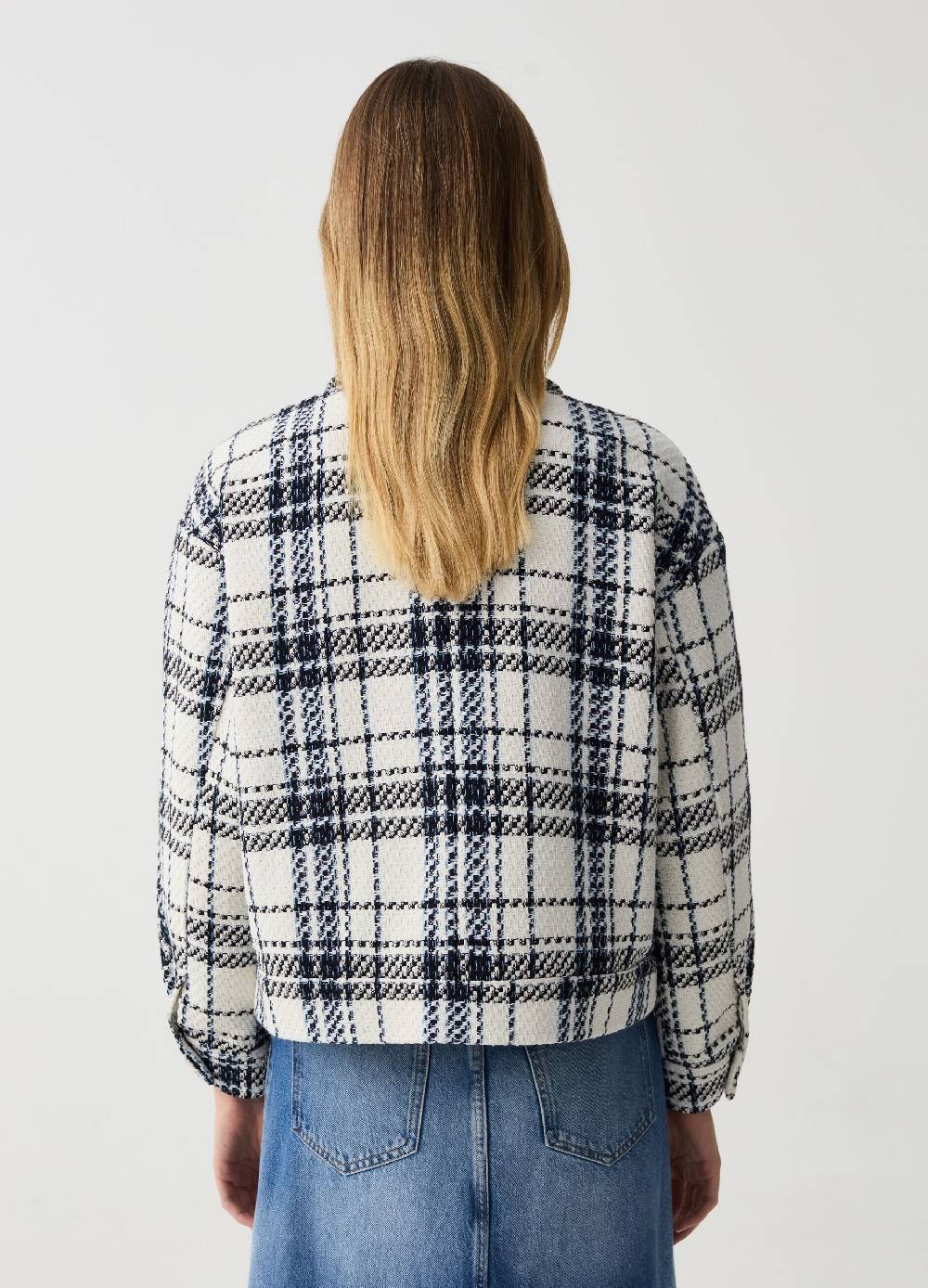 Ovs Shacket In Tweed Check Con Bottoni Lavorati