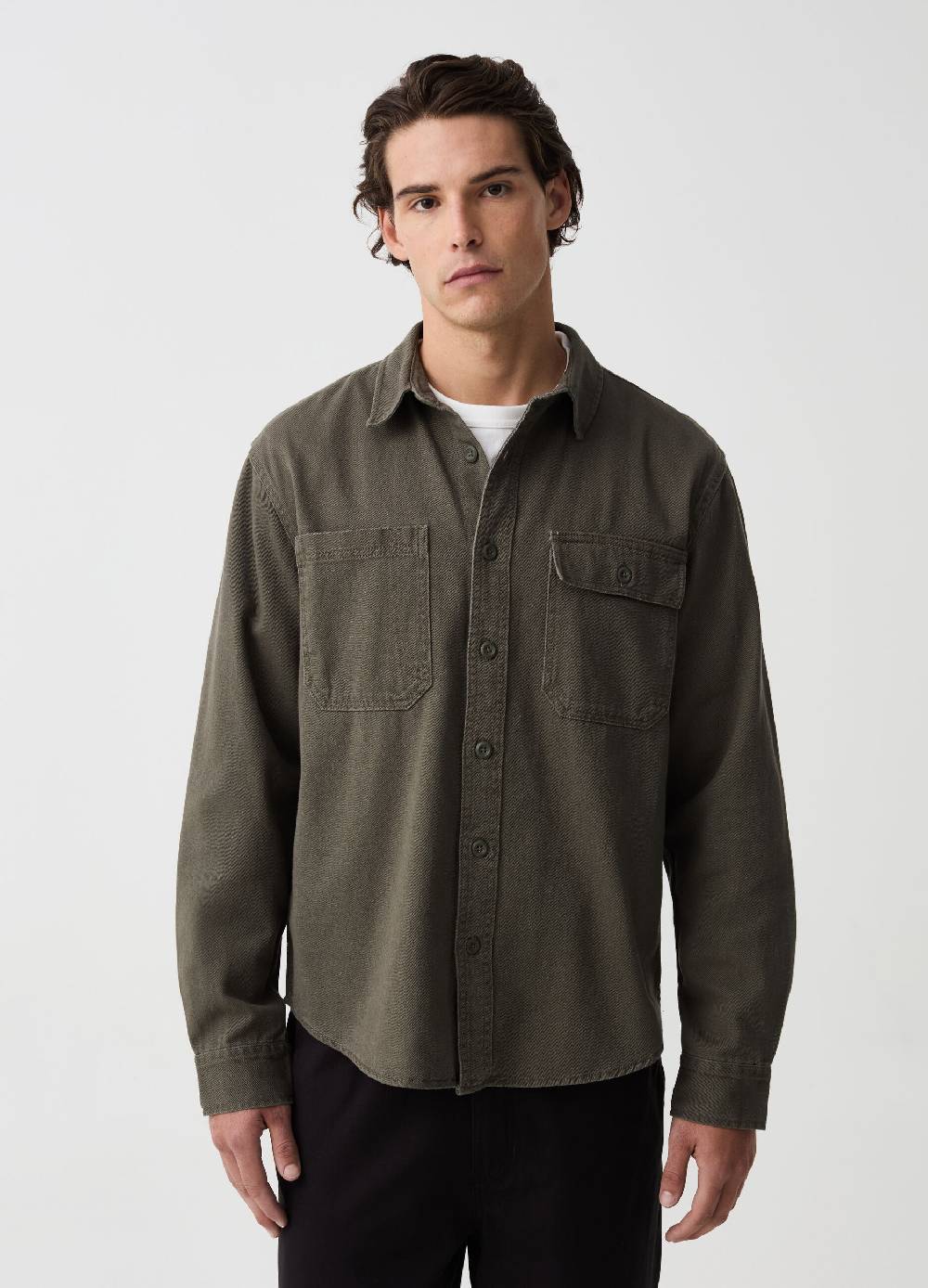 Ovs Shacket In Twill Di Cotone Con Tasche