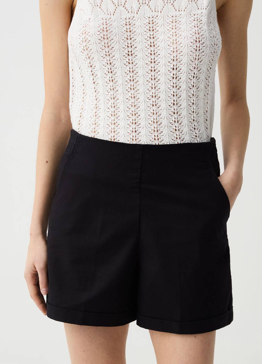 Ovs Shorts In Cotone Stretch Con Risvolti