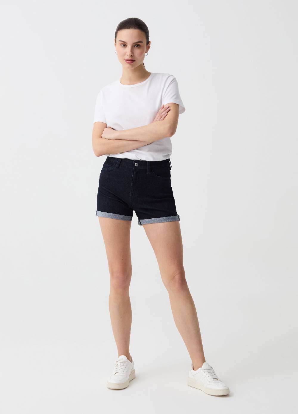 Ovs Shorts in denim con risvolti