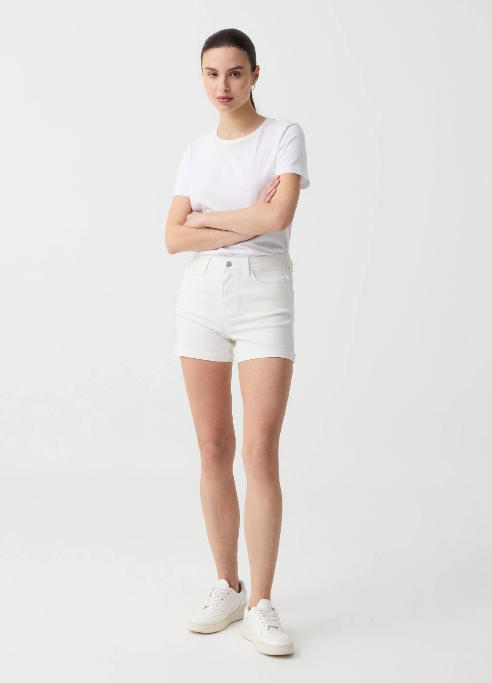 Ovs Shorts in denim con risvolti