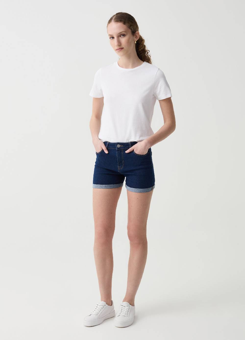 Ovs Shorts in denim con risvolti
