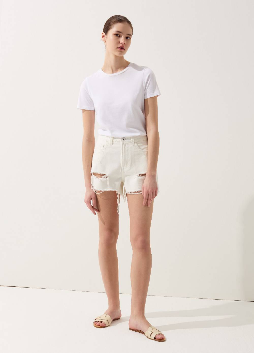 Ovs Shorts In Denim Con Strappi A Vita Alta