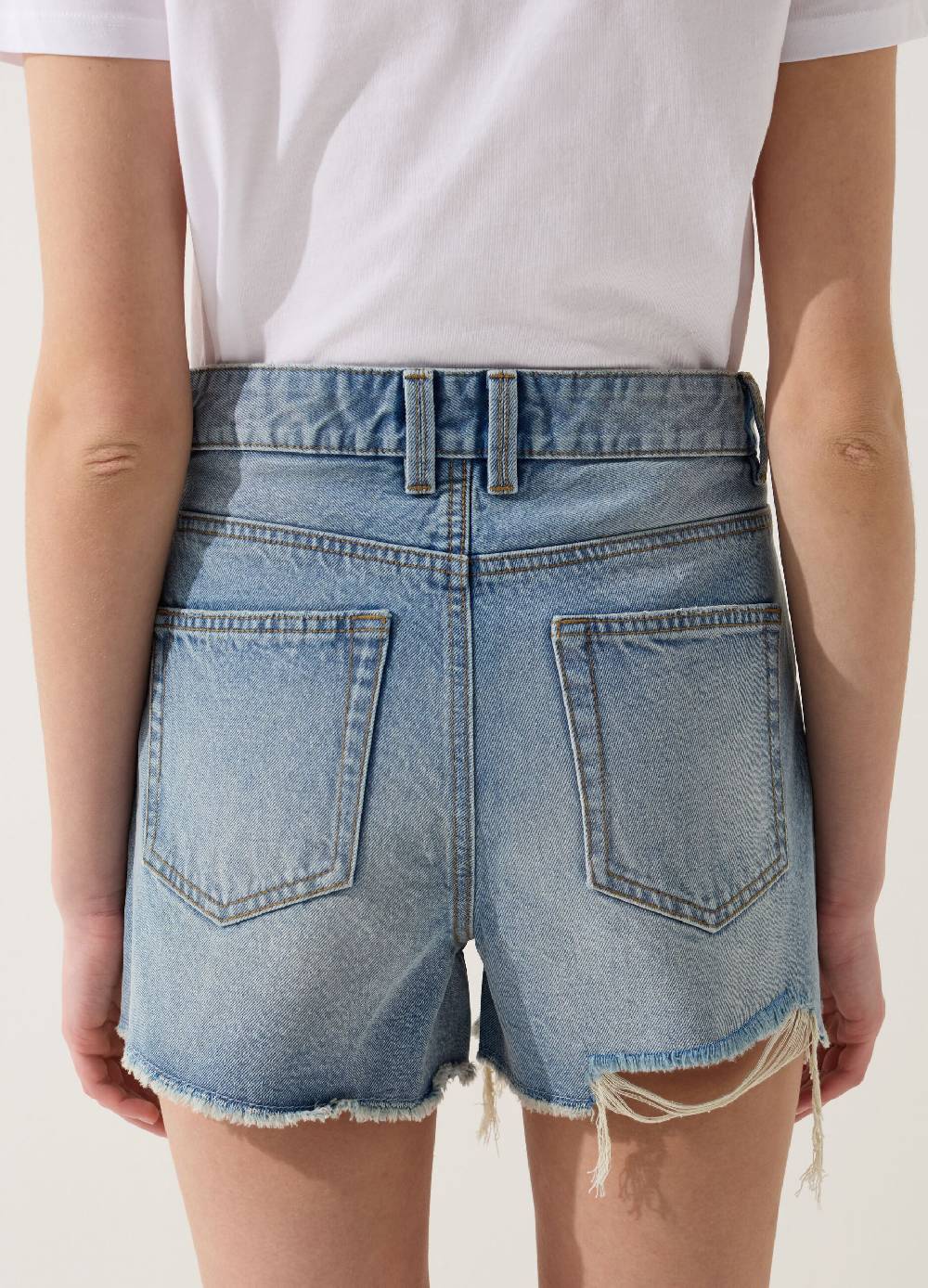 Ovs Shorts In Denim Con Strappi A Vita Alta