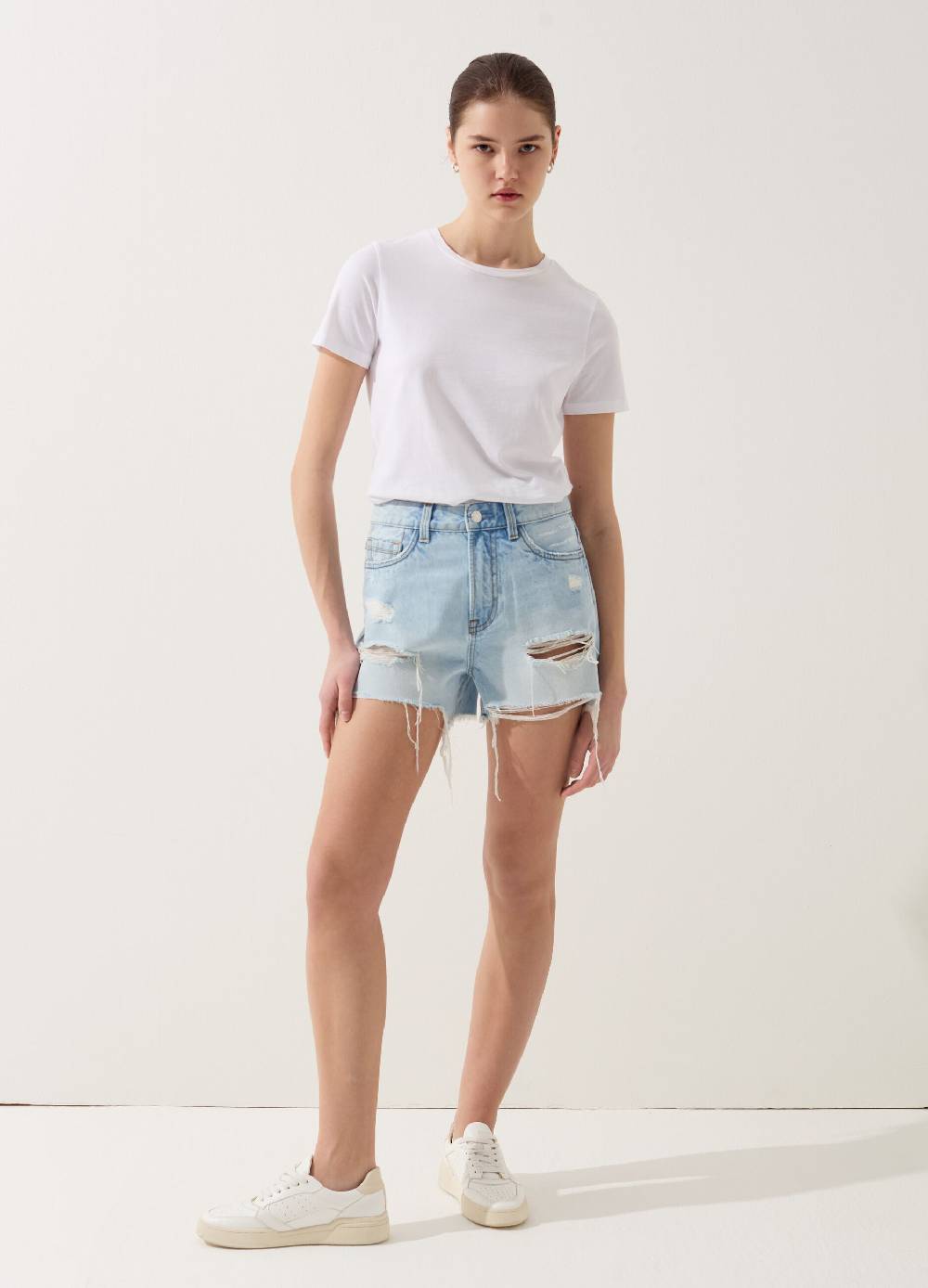 Ovs Shorts In Denim Con Strappi A Vita Alta