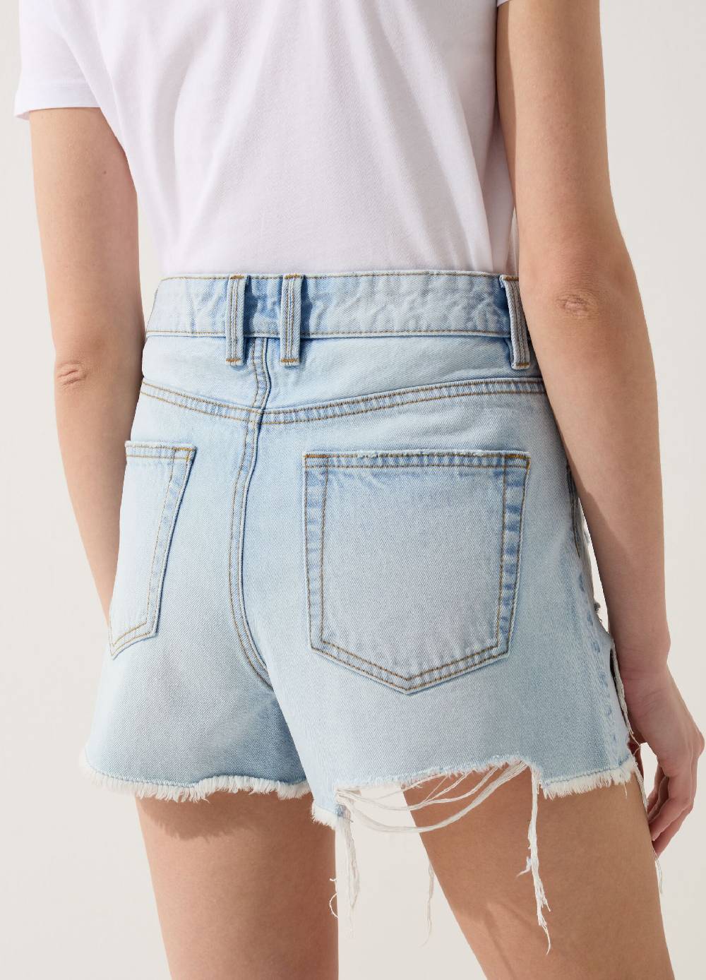 Ovs Shorts In Denim Con Strappi A Vita Alta