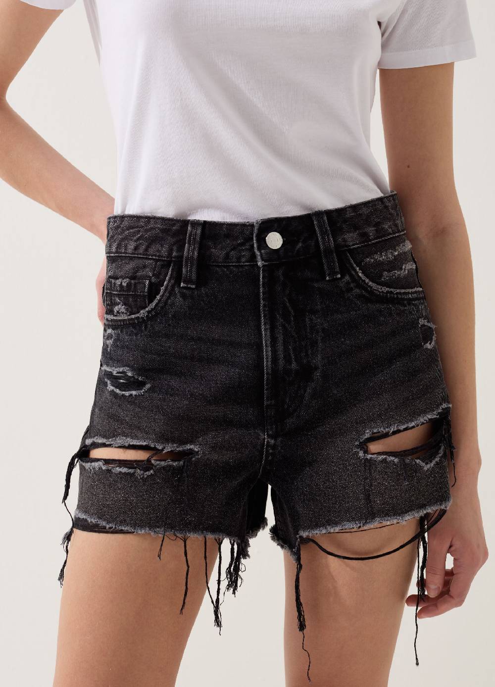 Ovs Shorts In Denim Con Strappi A Vita Alta