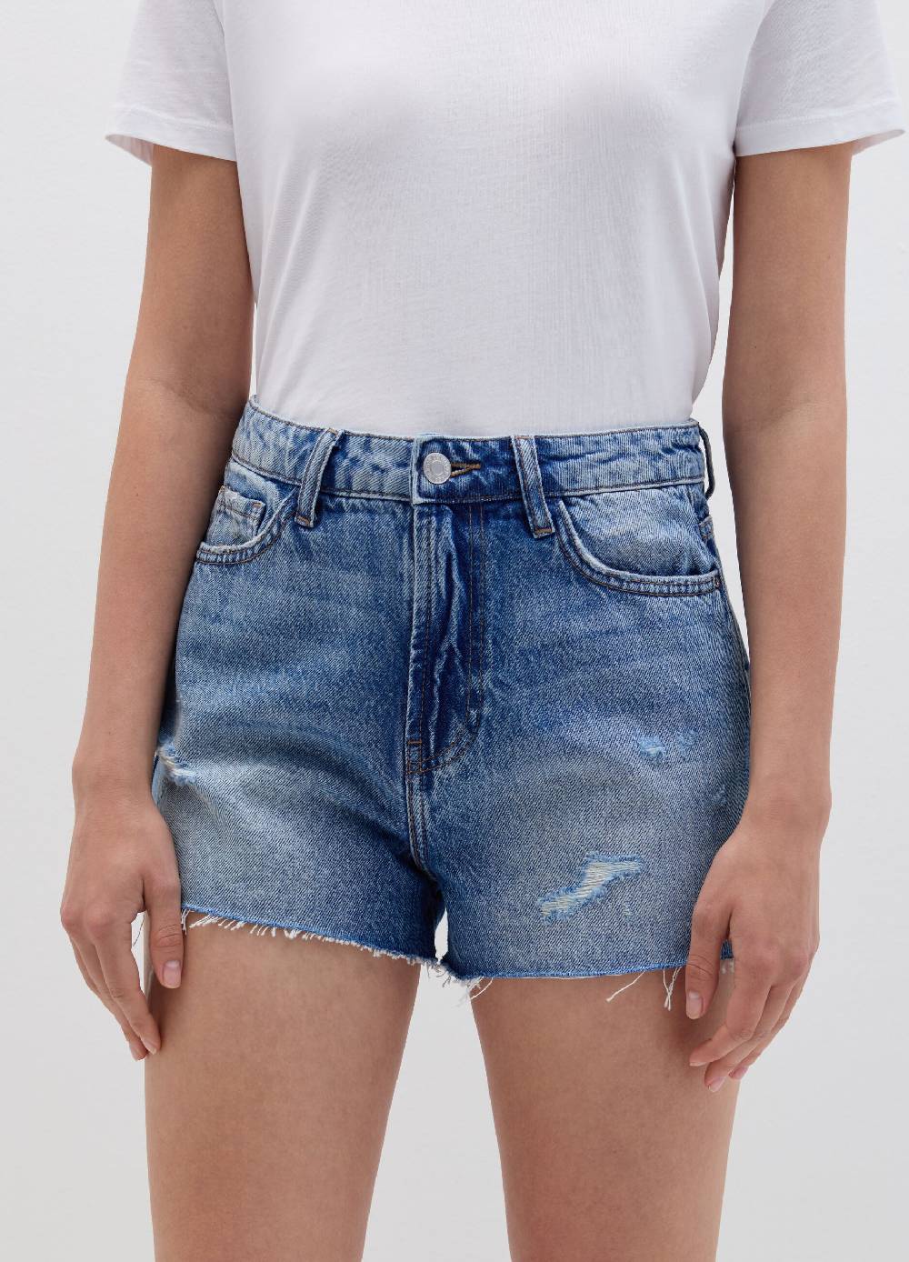 Ovs Shorts In Denim Con Strappi E Abrasioni
