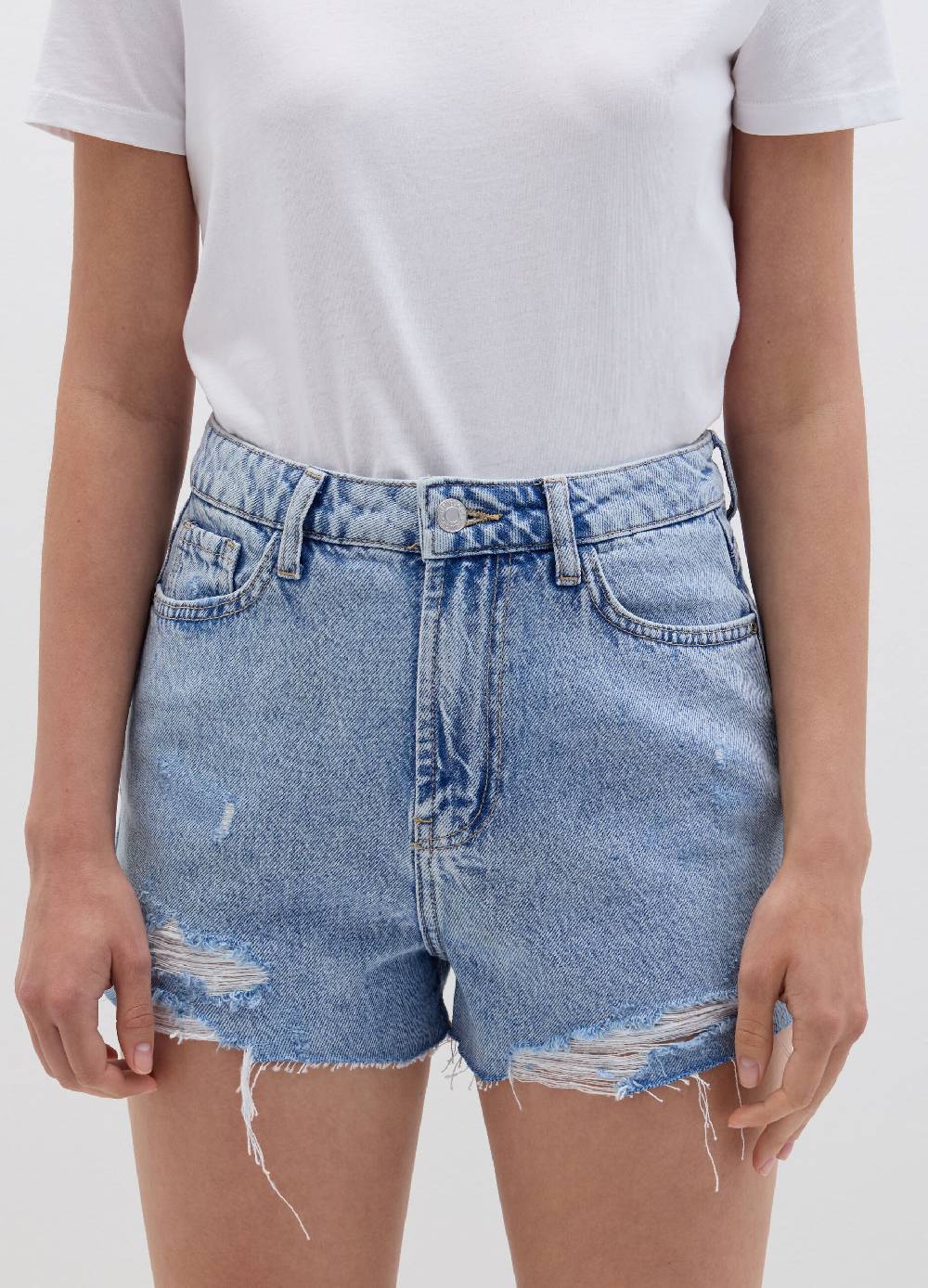 Ovs Shorts In Denim Con Strappi E Abrasioni