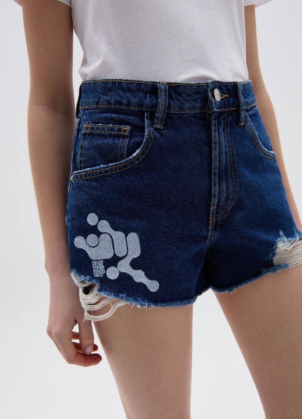 Ovs Shorts In Denim Con Strappi RE-UP