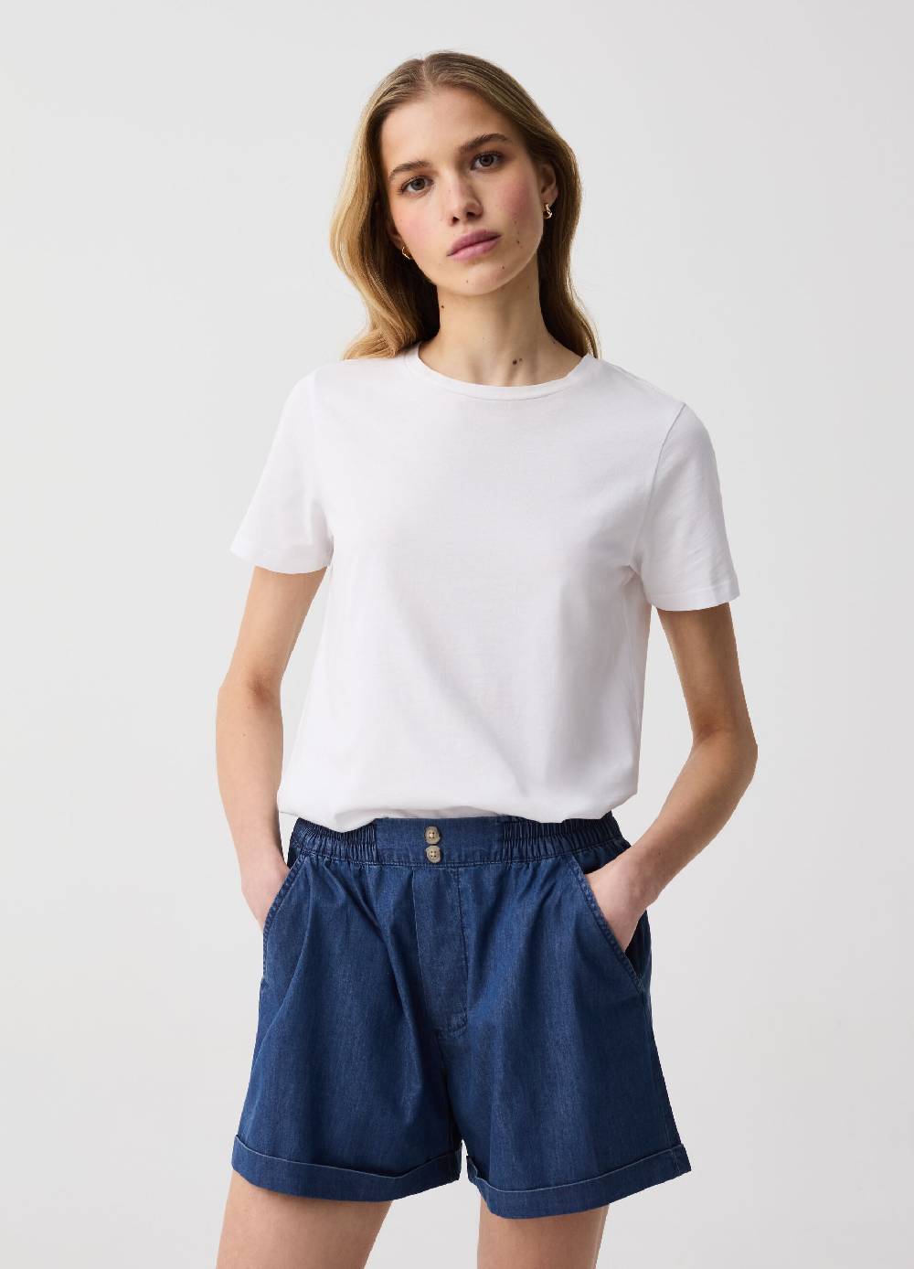 Ovs Shorts in denim fluido con tasche