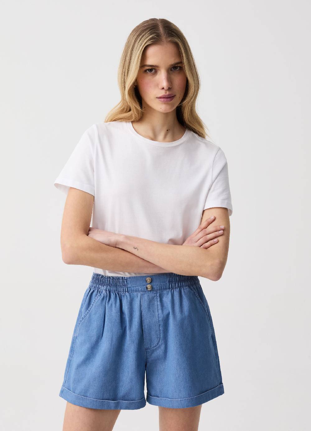 Ovs Shorts in denim fluido con tasche