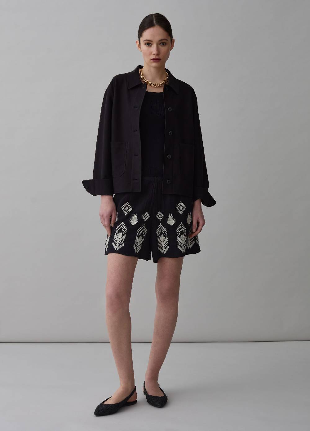 Ovs Shorts in garza con ricami etnici