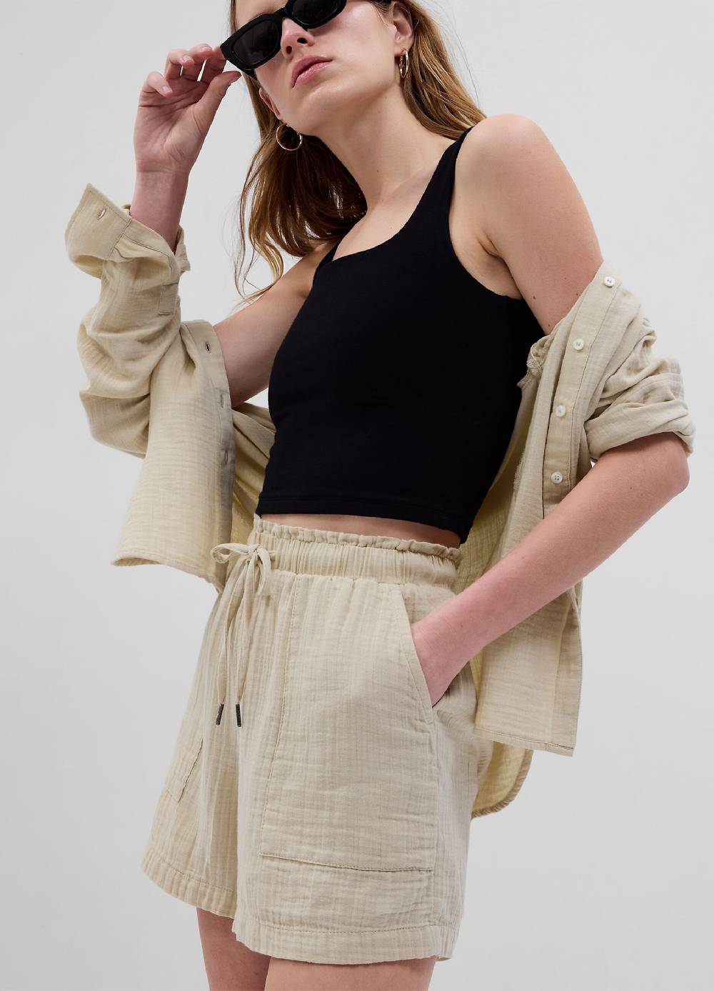 Ovs Shorts In Garza Di Cotone Effetto Crinkle