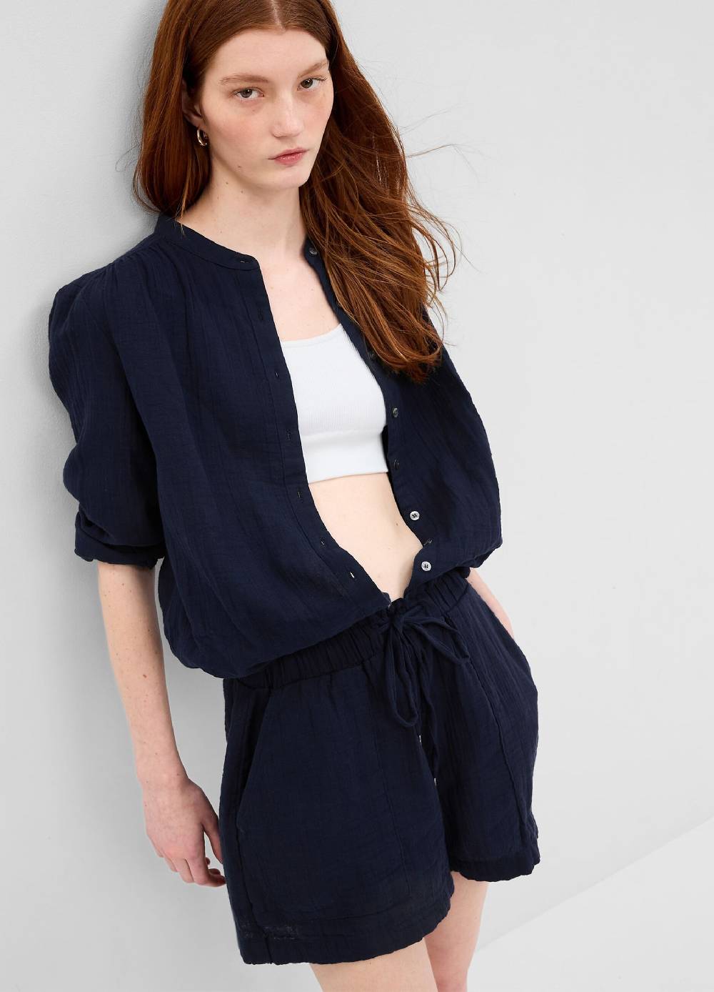 Ovs Shorts In Garza Di Cotone Effetto Crinkle