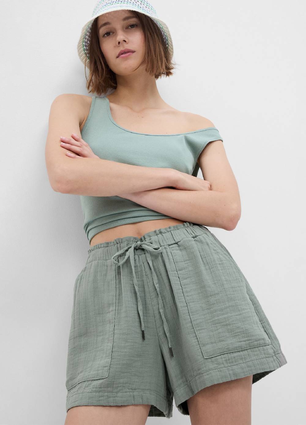 Ovs Shorts In Garza Di Cotone Effetto Crinkle