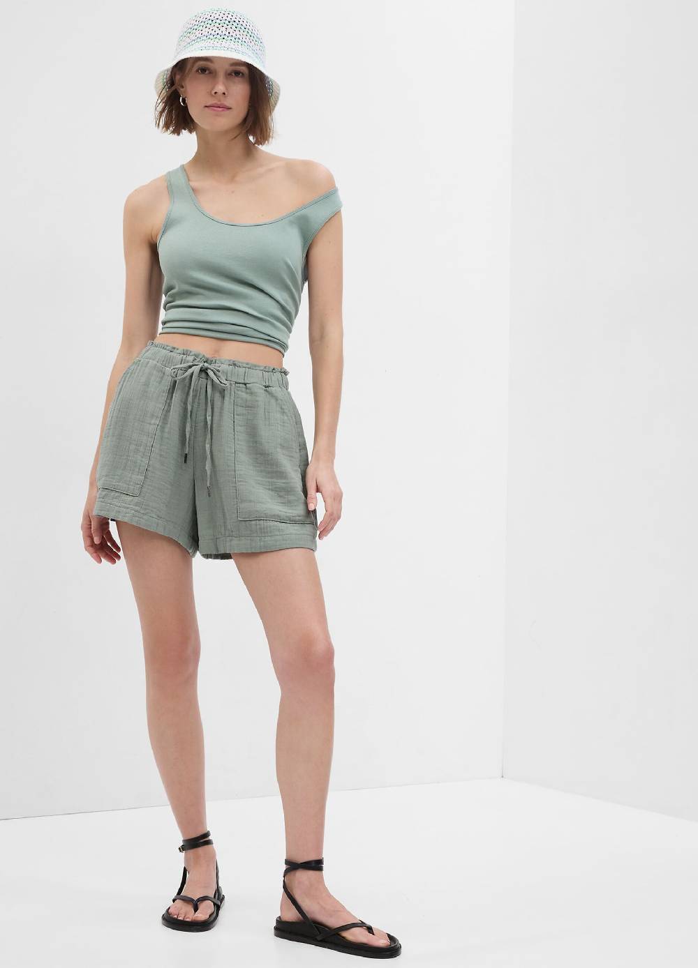 Ovs Shorts in garza di cotone effetto crinkle