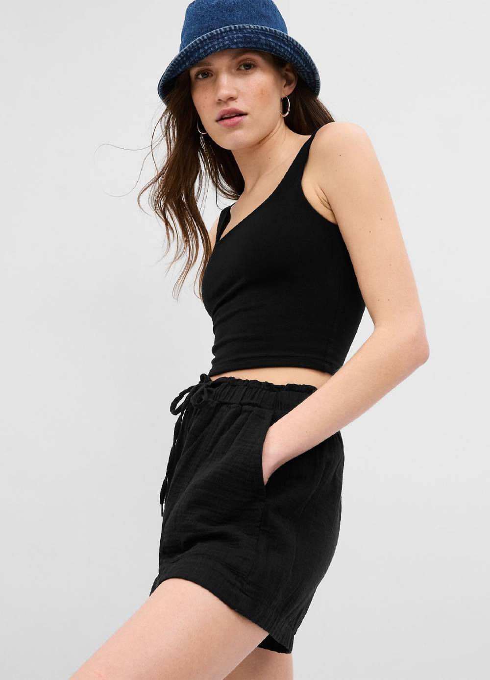 Ovs Shorts In Garza Di Cotone Effetto Crinkle