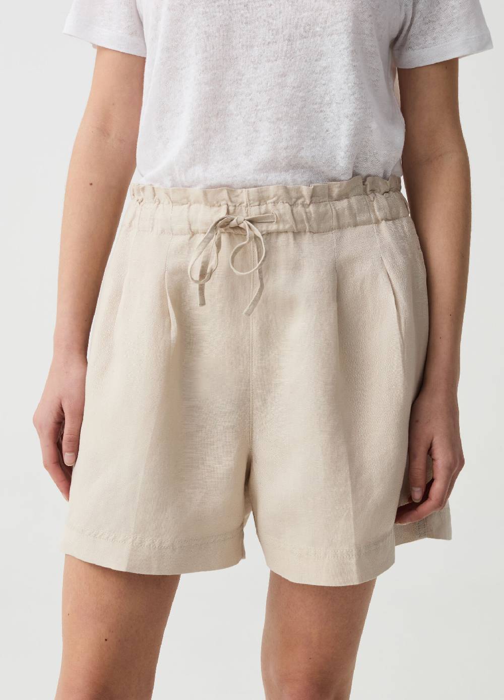 Ovs Shorts In Lino E Viscosa Con Pinces