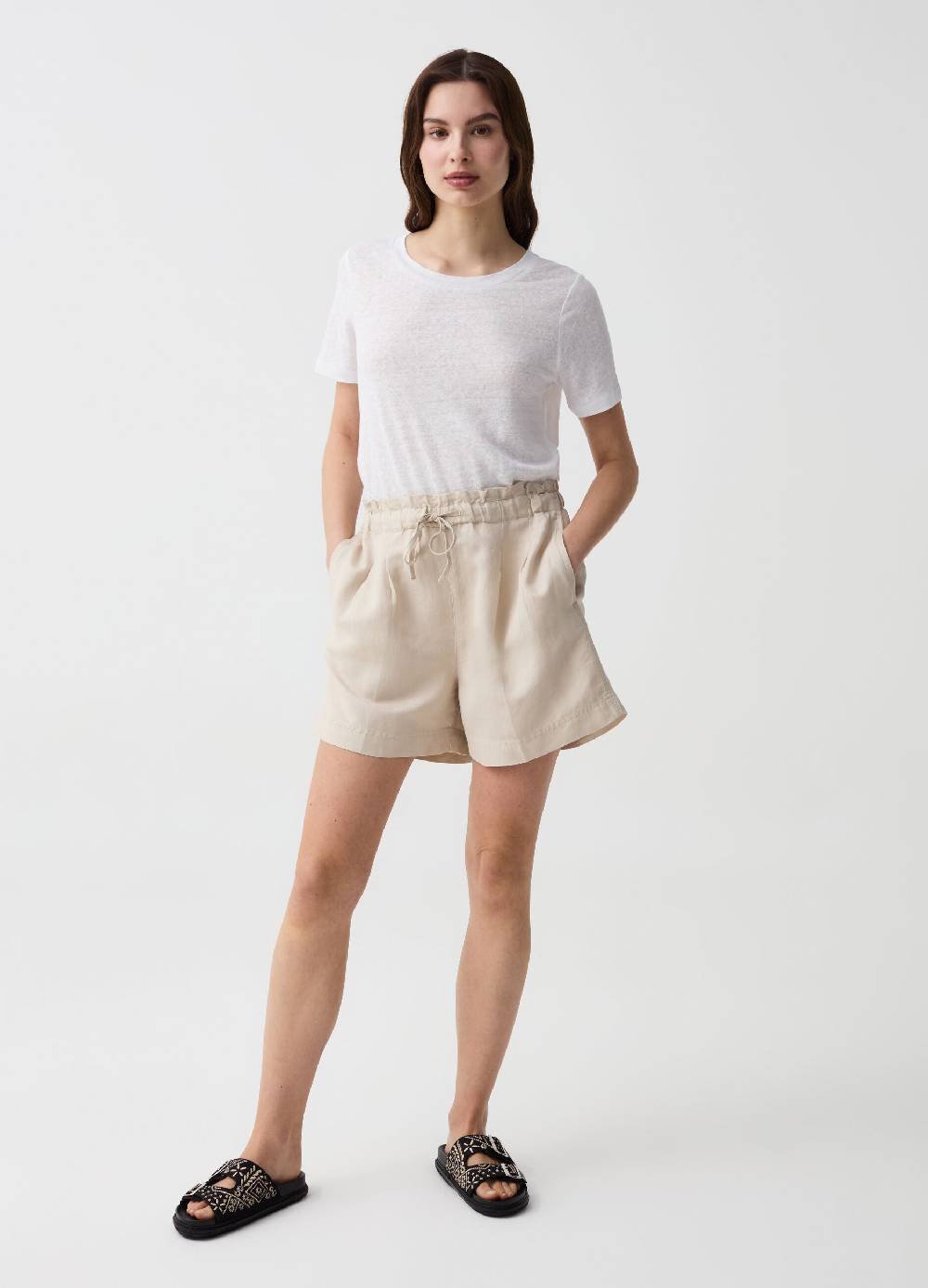 Ovs Shorts in lino e viscosa con pinces