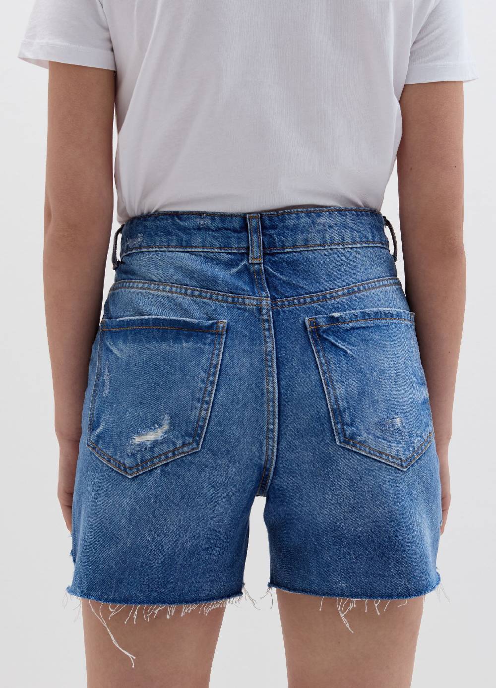 Ovs Shorts Mom Fit In Denim Con Strappi