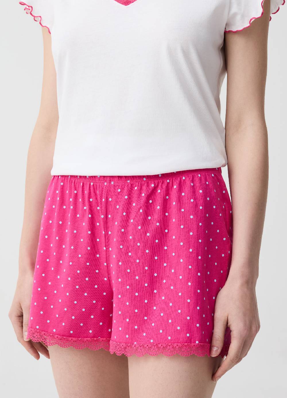 Ovs Shorts Pigiama A Pois Con Pizzo