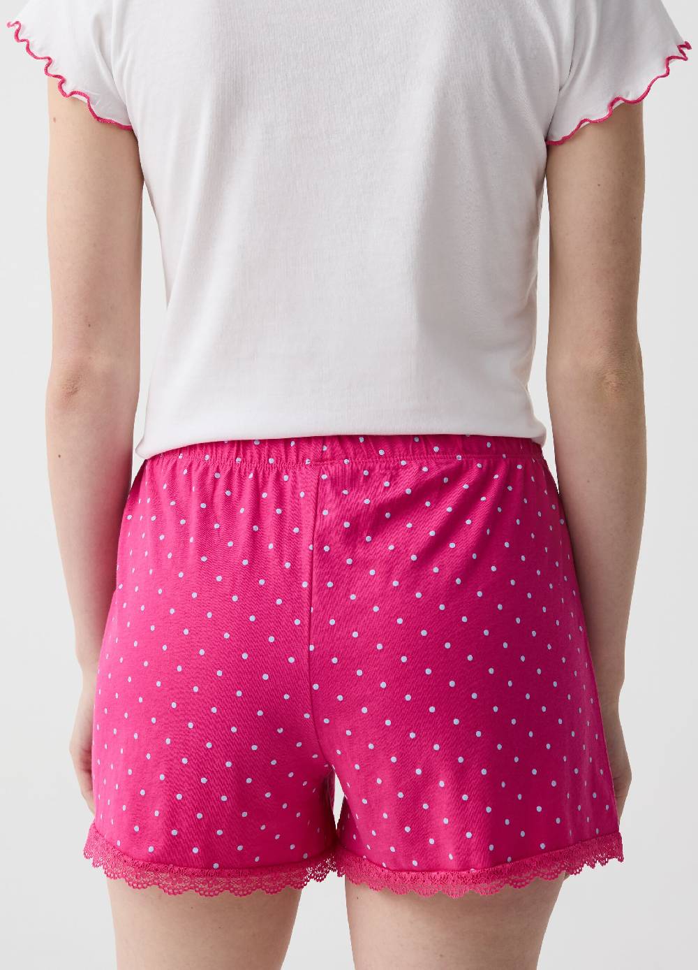 Ovs Shorts Pigiama A Pois Con Pizzo