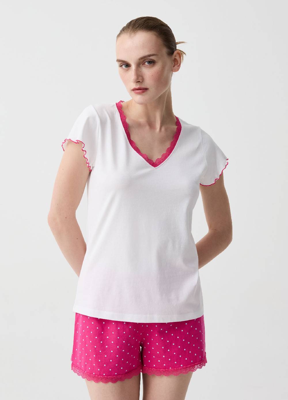 Ovs Shorts pigiama a pois con pizzo