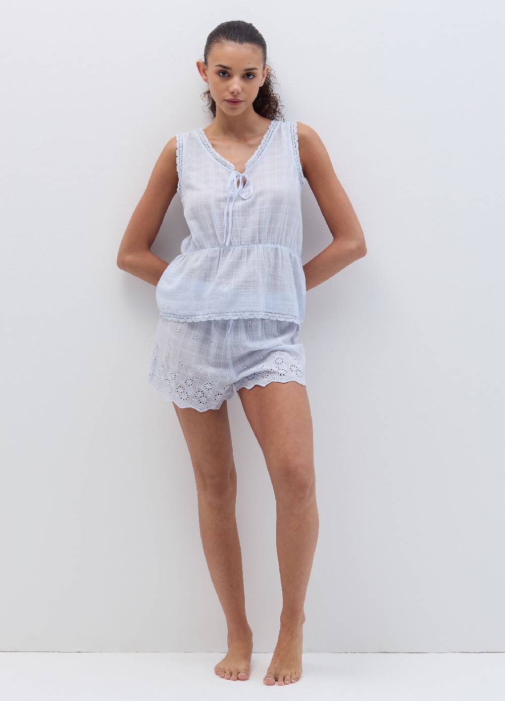 Ovs Shorts pigiama in sangallo con trama check