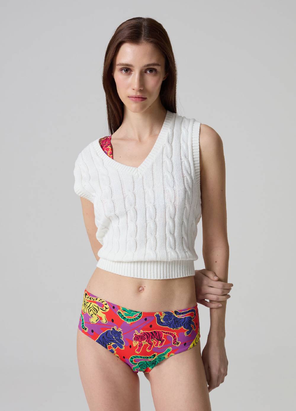 Ovs Slip bikini a vita alta con stampa esotica