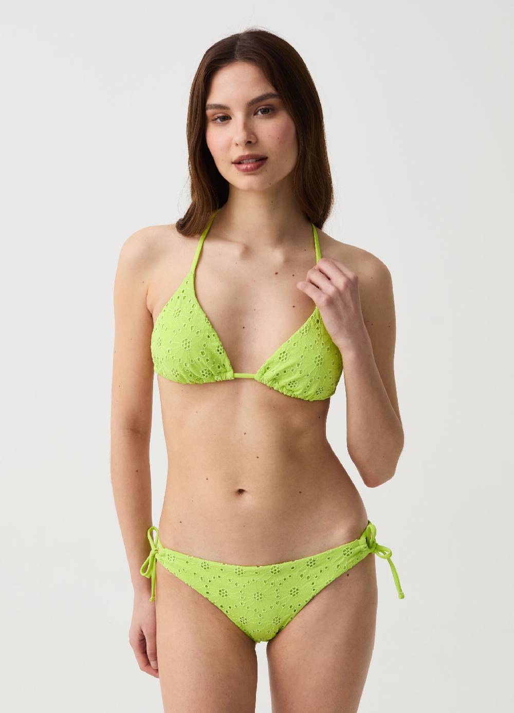 Ovs Slip bikini con fronte in sangallo