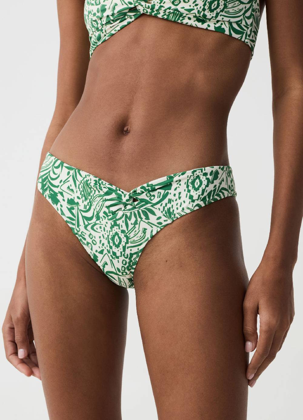 Ovs Slip Bikini Con Nodo Stampa Foliage
