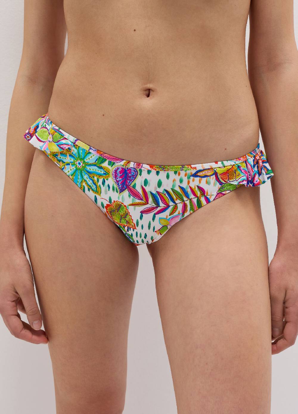 Ovs Slip Bikini Con Volant Stampa Tropicale