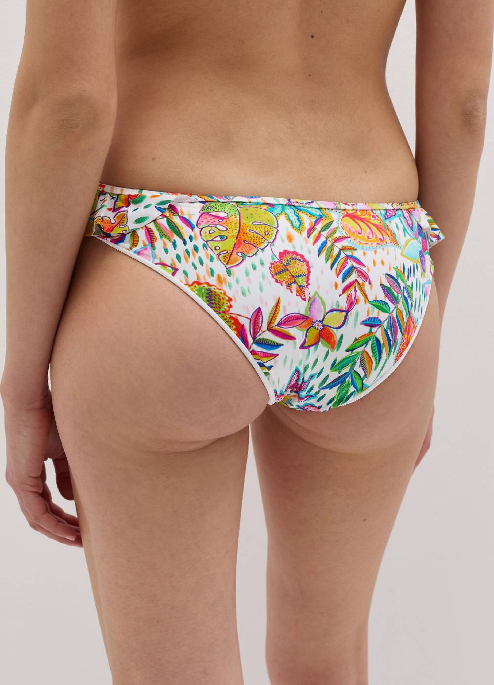 Ovs Slip Bikini Con Volant Stampa Tropicale