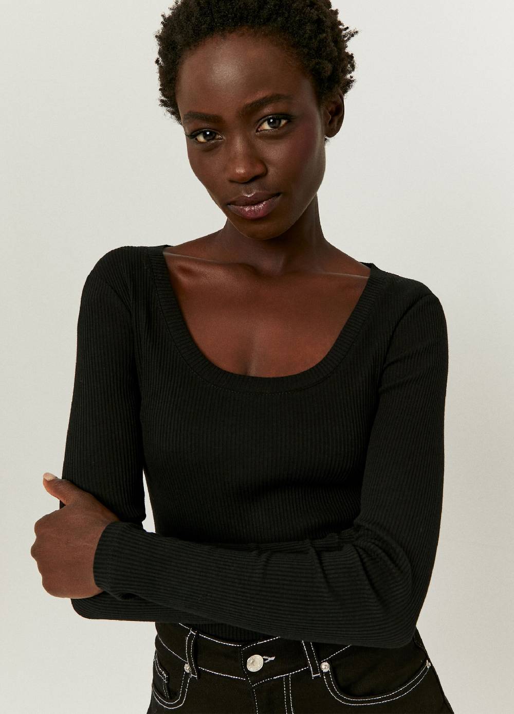 Ovs T-shirt a costine con maniche lunghe