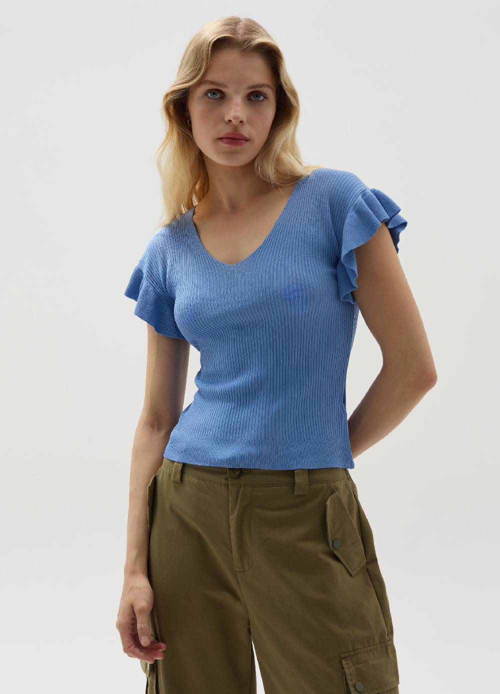 Ovs T-shirt a costine maniche con volant