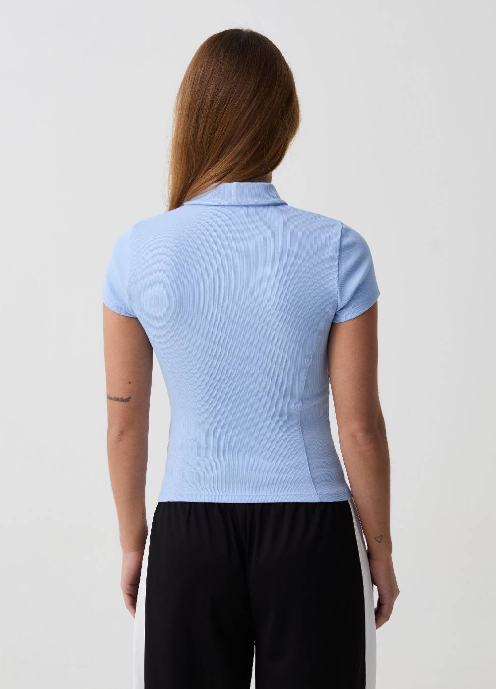Ovs T-shirt A Costine Scollo A Polo Con Zip